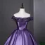 Vintage / Retro Purple Floor-Length / Long Prom Dresses 2026 Ball Gown Strapless Sleeveless Backless Formal Dresses