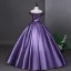 Vintage / Retro Purple Floor-Length / Long Prom Dresses 2026 Ball Gown Strapless Sleeveless Backless Formal Dresses