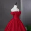 Vintage / Retro Red Prom Dresses 2026 Ball Gown Off-The-Shoulder Short Sleeve Backless Floor-Length / Long Formal Dresses