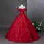 Vintage / Retro Red Prom Dresses 2026 Ball Gown Off-The-Shoulder Short Sleeve Backless Floor-Length / Long Formal Dresses