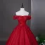 Vintage / Retro Red Prom Dresses 2026 Ball Gown Off-The-Shoulder Short Sleeve Backless Floor-Length / Long Formal Dresses