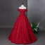 Vintage / Retro Red Prom Dresses 2026 Ball Gown Off-The-Shoulder Short Sleeve Backless Floor-Length / Long Formal Dresses