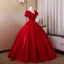 Vintage / Retro Burgundy Prom Dresses 2026 Ball Gown Square Neckline Puffy Short Sleeve Backless Floor-Length / Long Formal Dresses
