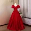 Vintage / Retro Burgundy Prom Dresses 2026 Ball Gown Square Neckline Puffy Short Sleeve Backless Floor-Length / Long Formal Dresses