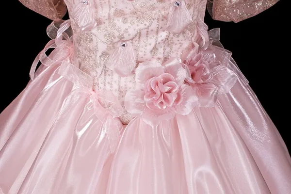 Lovely Blushing Pink Sequins Appliques Prom Dresses 2026 Ball Gown Off-The-Shoulder Short Sleeve Backless Floor-Length / Long Formal Dresses