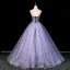 Chic / Belle Lavande Perlage En Dentelle Fleur Appliques Robe De Bal 2026 Robe Boule Encolure Dégagée Sans Manches Dos Nu Longue Robe De Ceremonie