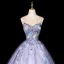 Chic / Belle Lavande Perlage En Dentelle Fleur Appliques Robe De Bal 2026 Robe Boule Encolure Dégagée Sans Manches Dos Nu Longue Robe De Ceremonie
