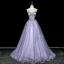 Chic / Belle Lavande Perlage En Dentelle Fleur Appliques Robe De Bal 2026 Robe Boule Encolure Dégagée Sans Manches Dos Nu Longue Robe De Ceremonie