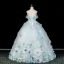 Blumenfee Himmelblau Applikationen Ballkleider 2026 Ballkleid Off Shoulder Kurze Ärmel Rückenfreies Lange Tülle Festliche Kleider