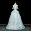 Blumenfee Himmelblau Applikationen Ballkleider 2026 Ballkleid Off Shoulder Kurze Ärmel Rückenfreies Lange Tülle Festliche Kleider