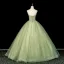 Élégant Vert Cendré Perlage En Dentelle Fleur Robe De Bal 2026 Robe Boule Bustier Sans Manches Dos Nu Longue Robe De Ceremonie