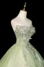 Élégant Vert Cendré Perlage En Dentelle Fleur Robe De Bal 2026 Robe Boule Bustier Sans Manches Dos Nu Longue Robe De Ceremonie
