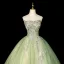 Élégant Vert Cendré Perlage En Dentelle Fleur Robe De Bal 2026 Robe Boule Bustier Sans Manches Dos Nu Longue Robe De Ceremonie