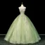 Élégant Vert Cendré Perlage En Dentelle Fleur Robe De Bal 2026 Robe Boule Bustier Sans Manches Dos Nu Longue Robe De Ceremonie