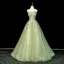 Élégant Vert Cendré Perlage En Dentelle Fleur Robe De Bal 2026 Robe Boule Bustier Sans Manches Dos Nu Longue Robe De Ceremonie