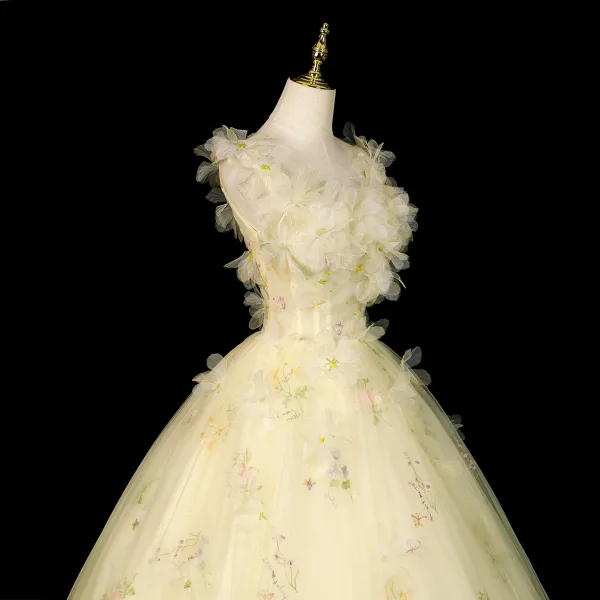 Elegante Salbeigrün Stickerei Applikationen Ballkleider 2026 Ballkleid Rundhalsausschnitt Ärmellos Rückenfreies Lange Festliche Kleider