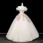 Illusion White Beading Sequins Appliques Prom Dresses 2026 Ball Gown Off-The-Shoulder Short Sleeve Backless Floor-Length / Long Formal Dresses
