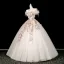 Illusion White Beading Sequins Appliques Prom Dresses 2026 Ball Gown Off-The-Shoulder Short Sleeve Backless Floor-Length / Long Formal Dresses