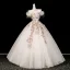 Illusion White Beading Sequins Appliques Prom Dresses 2026 Ball Gown Off-The-Shoulder Short Sleeve Backless Floor-Length / Long Formal Dresses