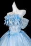 Fashion Sky Blue Bow Sequins Appliques Prom Dresses 2026 Ball Gown Off-The-Shoulder Short Sleeve Backless Floor-Length / Long Formal Dresses