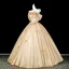 Bling Bling Gold Sequins Appliques Prom Dresses 2026 Ball Gown Off-The-Shoulder Short Sleeve Backless Floor-Length / Long Formal Dresses