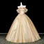 Bling Bling Gold Sequins Appliques Prom Dresses 2026 Ball Gown Off-The-Shoulder Short Sleeve Backless Floor-Length / Long Formal Dresses