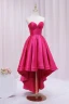 Sexy Fuchsia Satin Asymmetrisk Cocktailkjoler 2024 Prinsesse Kjæreste Uten Ermer Ryggløse Fest