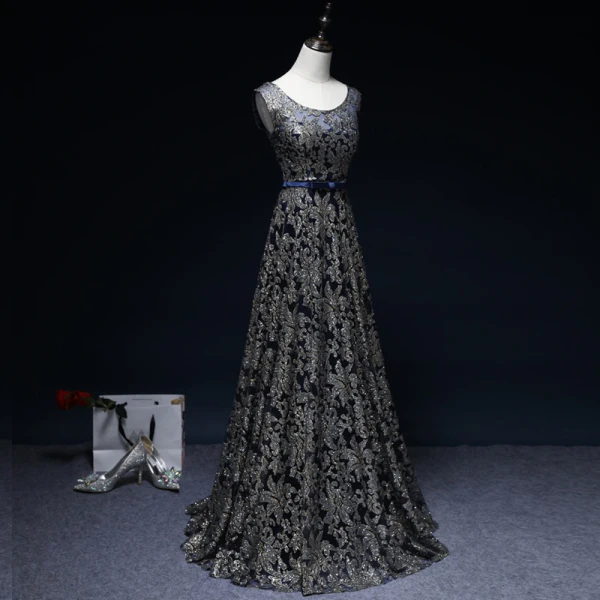 Sparkly Gold Evening Dresses  2017 A-Line / Princess Glitter Strapless Lace Backless Navy Blue Homecoming Evening Party Party Dresses