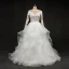 Stunning White Wedding Dresses 2017 Scoop Neck Long Sleeve Backless Pierced Lace Pleated Organza Floor-Length / Long Ball Gown