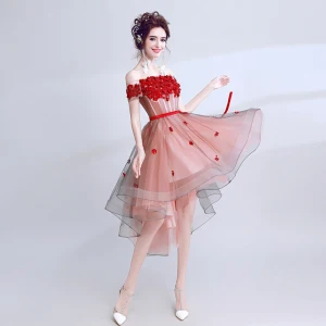 Chic Belle Rouge Robe De Graduation 2017 Princesse Dentelle Bustier Appliques Dos Nu Fleur Cocktail De Retour Robe De Ceremonie