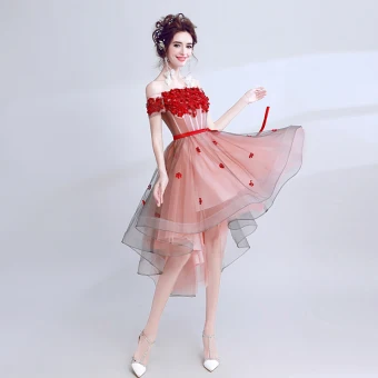 Chic Belle Rouge Robe De Graduation 2017 Princesse Dentelle Bustier Appliques Dos Nu Fleur Cocktail De Retour Robe De Ceremonie