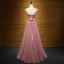 Chic / Belle Rougissant Rose Robe De Soirée 2017 Princesse Bustier Tulle Perlage Appliques Dos Nu Soirée Robe De Ceremonie