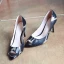 Modern / Fashion Black 2018 7 cm High Heels Open / Peep Toe Casual Office Snakeskin Print Pumps Stiletto Heels Womens Shoes