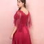 Chic / Beautiful Red Plus Size Evening Dresses  2018 A-Line / Princess Lace-up V-Neck Appliques Backless Beading Evening Party Prom Dresses