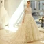 Élégant Ivoire Robe De Mariée 2018 Princesse V-Cou Perlage Ceinture Volants Chapel Train