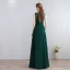 Modest / Simple Dark Green Floor-Length / Long Evening Dresses  2018 A-Line / Princess V-Neck Chiffon Lace-up Backless Evening Party Formal Dresses