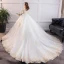 Unique Blanche Grande Taille Robe De Mariée 2019 Princesse Chapel Train En Dentelle Manches Courtes Appliques Bustier Dos Nu Église Mariage