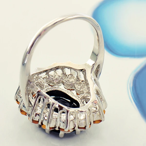 Luxe Bleu Marine Faux Diamant Fait main Chanceux Bague Métal Soirée Anneaux 2019 Accessorize