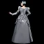 Vintage / Retro Medieval Grey Ball Gown Prom Dresses 2021 U-Neck Long Sleeve Floor-Length / Long Crossed Straps Lace Embroidered Cosplay Prom Formal Dresses