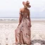 Mote Rødmende Rosa Te-lengde Maxikjoler 2018 Prinsesse Chiffon Brodert Printing Strapless Strand Dameklær
