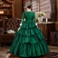 Vintage / Retro Antique Dark Green Ball Gown Evening Dresses  2021 3D Lace Beading Pearl Flower Floor-Length / Long Long Sleeve Scoop Neck Cosplay Dancing Prom Dresses Winter Formal Dresses