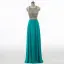 Sparkly Rhinestone Prom Dresses 2017 A-Line / Princess Scoop Neck Sleeveless Heart-shaped Backless Beading Sequins Jade Green Chiffon Floor-Length / Long Formal Dresses