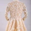 Elegant Champagne Wedding Dresses 2017 A-Line / Princess V-Neck Long Sleeve Appliques Lace Ruffle Tulle Chapel Train