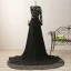 Stunning Pierced Black Evening Dresses  2017 A-Line / Princess Scoop Neck Long Sleeve Appliques Lace Chiffon Formal Dresses Chapel Train