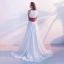 Elegante Weiß Abendkleider 2017 A Linie Ärmellos Rundhalsausschnitt Blumen Mit Spitze Stoffgürtel Rüschen Chiffon Festliche Kleider Hof-Schleppe