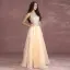 Bling Bling 2 Piece Nude Prom Dresses 2017 A-Line / Princess Scoop Neck Sleeveless Ruffle Organza Beading Sequins Floor-Length / Long Formal Dresses