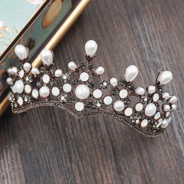Vintage Bridal Jewelry 2017 Wedding Metal Accessories Rhinestone Tiara Ivory Pearl