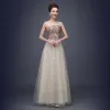 Najpiękniejsze / Ekskluzywne Lawenda Sukienki Wieczorowe 2017 Princessa Bez Ramiączek Tiulowe Cekiny Frezowanie Bez Pleców Wieczorowe Strona Sukienka