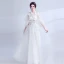 Chic / Beautiful White Evening Dresses  2018 U-Neck Tulle Butterfly Appliques Backless Evening Party Formal Dresses