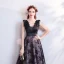 Chic / Beautiful Black 2018 Summer Evening Dresses  V-Neck Tulle Lace-up Sleeveless A-Line / Princess Floor-Length / Long Crossed Straps Backless Printing Evening Party Formal Dresses
